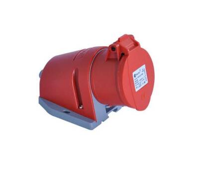 T.plast 31073121600, 5*32A Eğik gözdeli Yaylı Kapaklı Duvar Fişi - 1