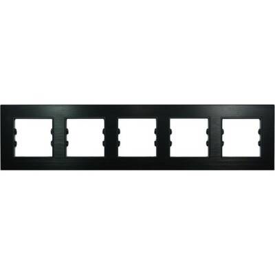 Arvehu Asfir Schneider Asfora Serisine Özel Beşli Onyx Siyah Alüminyum Anahtar Priz Çerçevesi - 1