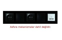 Arvehu Asfir Schneider Asfora Serisine Özel Beşli Parlak Siyah Pleksiglas Anahtar Priz Çerçevesi - 2