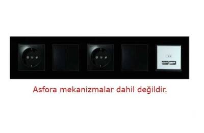 Arvehu Asfir Schneider Asfora Serisine Özel Beşli Parlak Siyah Pleksiglas Anahtar Priz Çerçevesi - 2