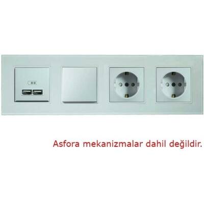 Arvehu Asfir Schneider Asfora Serisine Özel Dörtlü Beyaz Plexiglas Anahtar Priz Çerçevesi - 2
