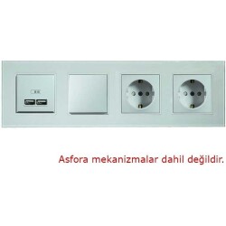 Arvehu Asfir Schneider Asfora Serisine Özel Dörtlü Beyaz Plexiglas Anahtar Priz Çerçevesi - 2