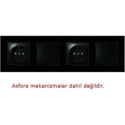 Arvehu Asfir Schneider Asfora Serisine Özel Dörtlü Parlak Siyah Pleksiglas Anahtar Priz Çerçevesi - 2