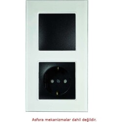 Arvehu Asfir Schneider Asfora Serisine Özel Ikili Beyaz Pleksiglas Dikey Anahtar Priz Çerçevesi - 2