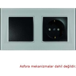 Arvehu Asfir Schneider Asfora Serisine Özel Ikili Beyaz Plexiglas Anahtar Priz Çerçevesi - 2
