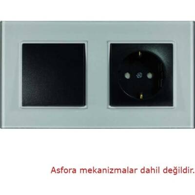 Arvehu Asfir Schneider Asfora Serisine Özel Ikili Beyaz Plexiglas Anahtar Priz Çerçevesi - 2