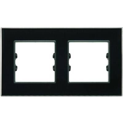 Arvehu Asfir Schneider Asfora Serisine Özel Ikili Parlak Siyah Pleksiglas Anahtar Priz Çerçevesi - 1