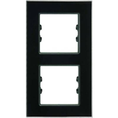 Arvehu Asfir Schneider Asfora Serisine Özel Ikili Parlak Siyah Pleksiglas Dikey Anahtar Priz Çerçevesi - 1