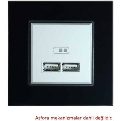 Arvehu Asfir Schneider Asfora Serisine Özel Tekli Parlak Siyah Pleksiglas Anahtar Priz Çerçevesi - 2