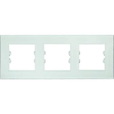 Arvehu Asfir Schneider Asfora Serisine Özel Üçlü Beyaz Plexiglas Anahtar Priz Çerçevesi - 1