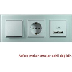 Arvehu Asfir Schneider Asfora Serisine Özel Üçlü Beyaz Plexiglas Anahtar Priz Çerçevesi - 2