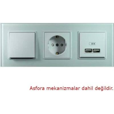 Arvehu Asfir Schneider Asfora Serisine Özel Üçlü Beyaz Plexiglas Anahtar Priz Çerçevesi - 2