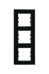 Arvehu Asfir Schneider Asfora Serisine Özel Üçlü Parlak Siyah Dikey Pleksiglas Anahtar Priz Çerçevesi