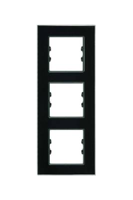 Arvehu Asfir Schneider Asfora Serisine Özel Üçlü Parlak Siyah Dikey Pleksiglas Anahtar Priz Çerçevesi - 1