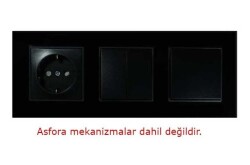Arvehu Asfir Schneider Asfora Serisine Özel Üçlü Parlak Siyah Pleksiglas Anahtar Priz Çerçevesi - 2
