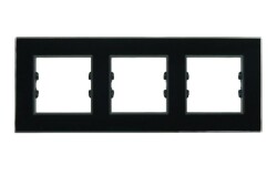 Arvehu Asfir Schneider Asfora Serisine Özel Üçlü Parlak Siyah Pleksiglas Anahtar Priz Çerçevesi - Arvehu Electric