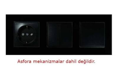 Arvehu Asfir Schneider Asfora Serisine Özel Üçlü Parlak Siyah Pleksiglas Anahtar Priz Çerçevesi - 2