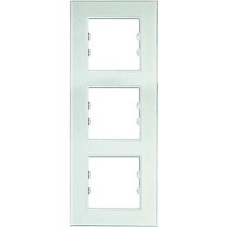 Arvehu Asfir Schneider Asfora Serisine Özel Üçlü Beyaz Dikey Pleksiglas Anahtar Priz Çerçevesi - Arvehu Electric