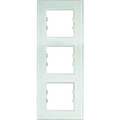 Arvehu Asfir Schneider Asfora Serisine Özel Üçlü Beyaz Dikey Pleksiglas Anahtar Priz Çerçevesi - 1