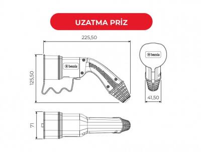 Bemis BEV-3032-1205, Araç Kablolu Şarj Seti Monofaze 32A 5Metre 7,40kw - 3