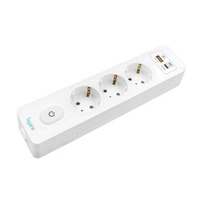 Byes BY80-140, Üçlü Anahtarlı USB Hızlı Şarjlı (20W) Topraklı Priz, 2 metre kablolu - 1