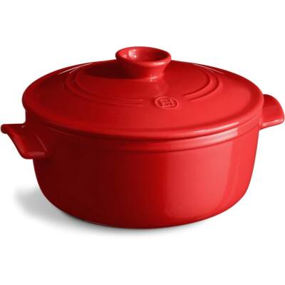 Emile Henry EH344553 Ateşe Dayanıklı Yuvarlak Seramik Tencere 34x29.5x18.5 cm / 5.3 lt. - KIRMIZI - 1