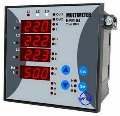 Entes EPM-04, elektrik panolarındaki akım, gerilim ve frekans gibi elektriksel değerleri hassas bir şekilde ölçen dijital bir ölçü cihazıdır - 1