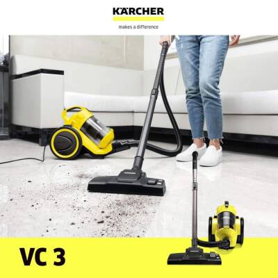 KARCHER VC 3 700 W TORBASIZ ELEKTİRİKLİ SÜP. - SARI - 1