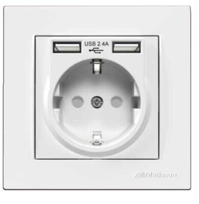 Mutlusan Usb Topraklı Priz RitaNatural - Beyaz- 2220 619 0201 (Çerçeve Dahil) - 1