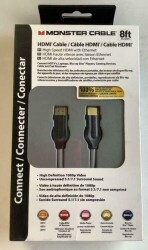 NEW Monster 122933-00 MC HME HD HS2-8 EFS High Speed 8ft HDMI Cable w/Ethernet - 