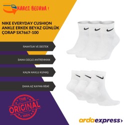 Nike Everyday Cushion Ankle Erkek Beyaz Günlük Çorap SX7667-100 MEDIUM - 2