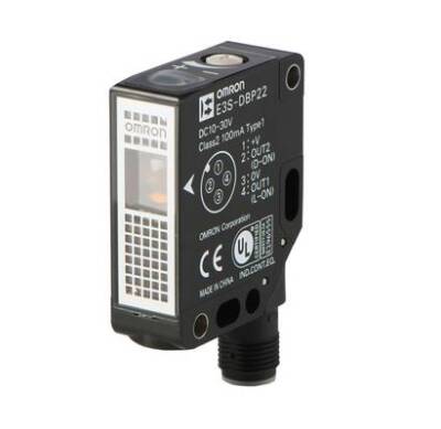 Omron E3S-DBN21T-OMS, Fotoelektrik sensör, şık, kırmızı LED, algısal, algısal, potansiyometreli, M12 - 1