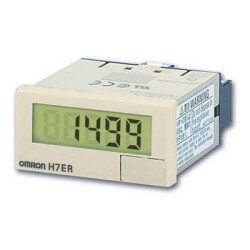 Omron H7ER-NV HOMI,Takometre, DIN 48x24 mm, kendinden beslemeli, LCD, 4 haneli, 1-60 ppr, VDC girişli, gri kasa