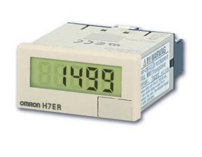 Omron H7ERNVOMI, Takometre, DIN 48x24 mm, dahili pilli, LCD, 4 hane, 1/60 ppr, VDC giriş, gri kasa - 1
