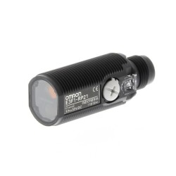 Omron E3F1-RP21 OMI PES Fotoelektrik sensor, M18 eksenel, plastik govde, kirmizi LED, reflektorlu, 0.1-3m, PNP, L-ON/D-ON secilebilir, M12 konnektor