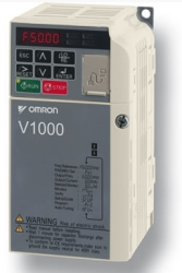 Omron VZA43P0BAA, 3 faz 400 VAC beslemeli, 3 kW güç kapasitesine sahip bir V1000 serisi vektör kontrol invertörüdür