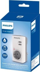 Philips CHP4010W 380 Joule Tekli 2 USB'li Akım Korumalı Priz - Philips