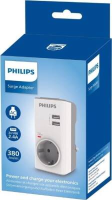 Philips CHP4010W 380 Joule Tekli 2 USB'li Akım Korumalı Priz - 1