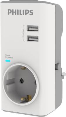 Philips CHP4010W 380 Joule Tekli 2 USB'li Akım Korumalı Priz - 2