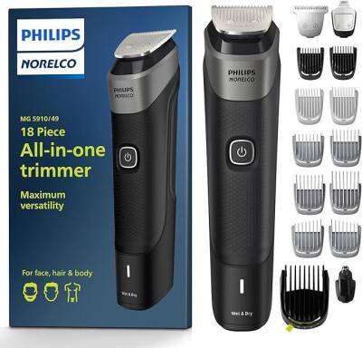 Philips NorelcoMultigroom Serisi 5000 18 Parça, Sakal Yüzü, Saç, Vücut ve Samimi Saç Kesme Makinesi, Erkekler için - BIÇAK YAĞI YOK MG5910/49 - 1