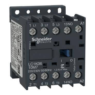 Schneider Electric LC1K0610M7, 6 Amper, 2.2 kW, Mini Kontaktör, 220 Volt AC, 3 Kutuplu, 1NA - 1