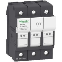 Schneider Electric DF83, Sigorta taşıyıcısı TeSys DF, 3P 25A, sigorta boyutu 8,5x31,5 mm - Schneider