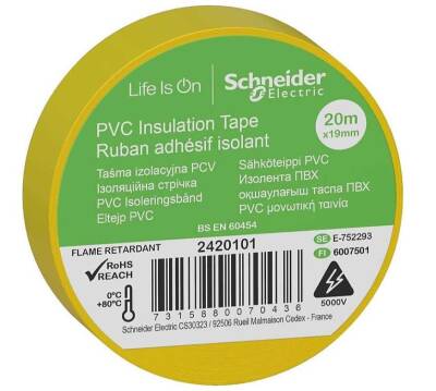 Schneider Thorsman İzole Bant -TEKLİ-19mmx20mt Sarı 2420101 - 1