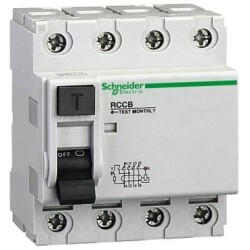 Schneider Electric 23054, rezidüel akım devre kesici ID - 4 kutup - 80 A - sınıf AC 300 mA - Schneider