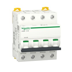 Schneider Electric A9F74404, 4 Amper, 4 Fazlı, C Tipi, Otomatik Sigorta, 6 kA, C4x4