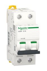 Schneider Electric A9F75203, iC60N - minyatür devre kesici - 2P - 3A - D eğrisi - Schneider