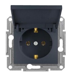 Schneider Electric EPH3100171, Asfora – Kapaklı Topraklı Priz, 16A – Antrasit