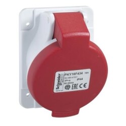 Schneider Electric PKY32F434, Eğik Makina Prizi, 4x32 Amper, Trifaze, 3P+T, IP44, Hızlı bağlantı