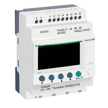 Schneider Electric SR2B122BD, Kompakt akıllı röle, Zelio Logic, 12 I/O, 24 V DC, saat, ekran - 1