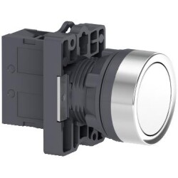 Schneider Electric XA2EH011, Komple basmalı düğme, Easy Harmony XA2, plastik, gömme, beyaz, 22 mm, yaylı dönüş, işaretsiz, 1NO
